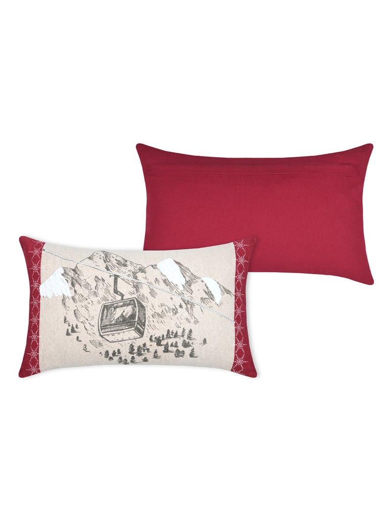 Coussin déco montagne télécabine Beige coquille - Kiabi