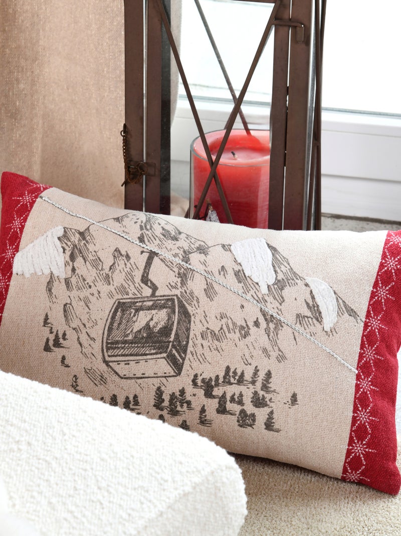 Coussin déco montagne télécabine Beige coquille - Kiabi