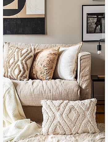 Coussin déco, motif en relief losanges - AFIBEL