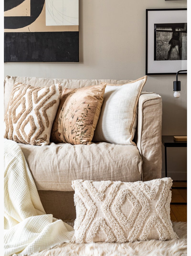Coussin déco, motif en relief losanges - AFIBEL Bois naturel - Kiabi