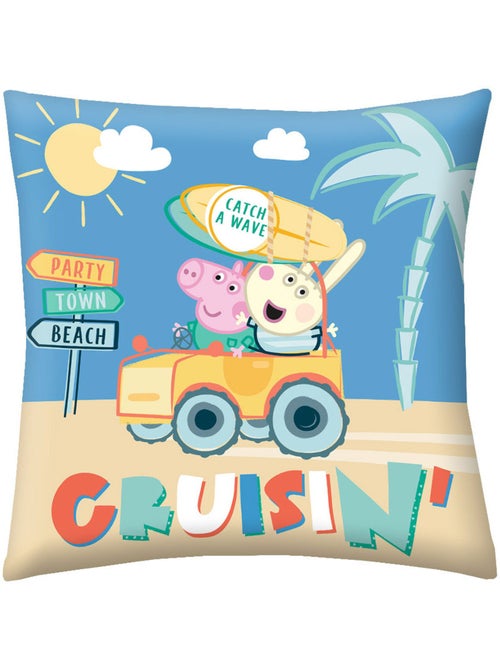 Coussin déco 'Peppa Pig' vacances 'Cruisin'' – 40 x 40 cm en polyester - Kiabi