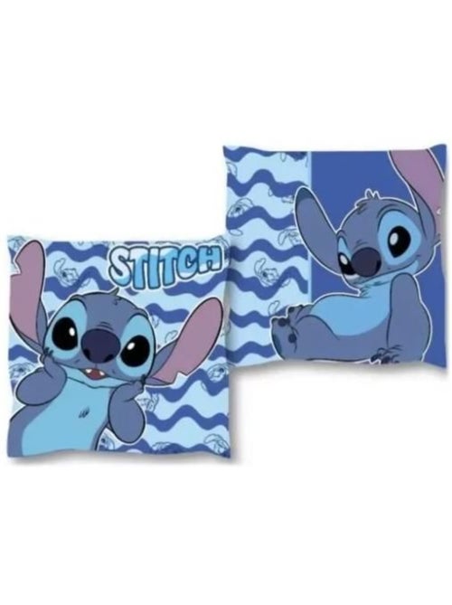 Coussin décoratif - 38x38 cm, bleu en velours réversible - lilo et stitch disney - Kiabi