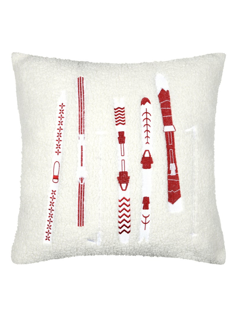 Coussin décoratif  - Effet bouclette style montagne Rouge - Kiabi