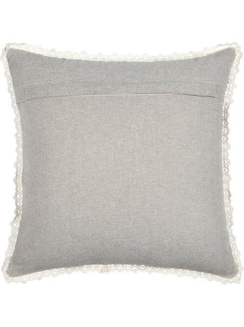 Coussin décoratif 100% coton finition dentelle - Kiabi