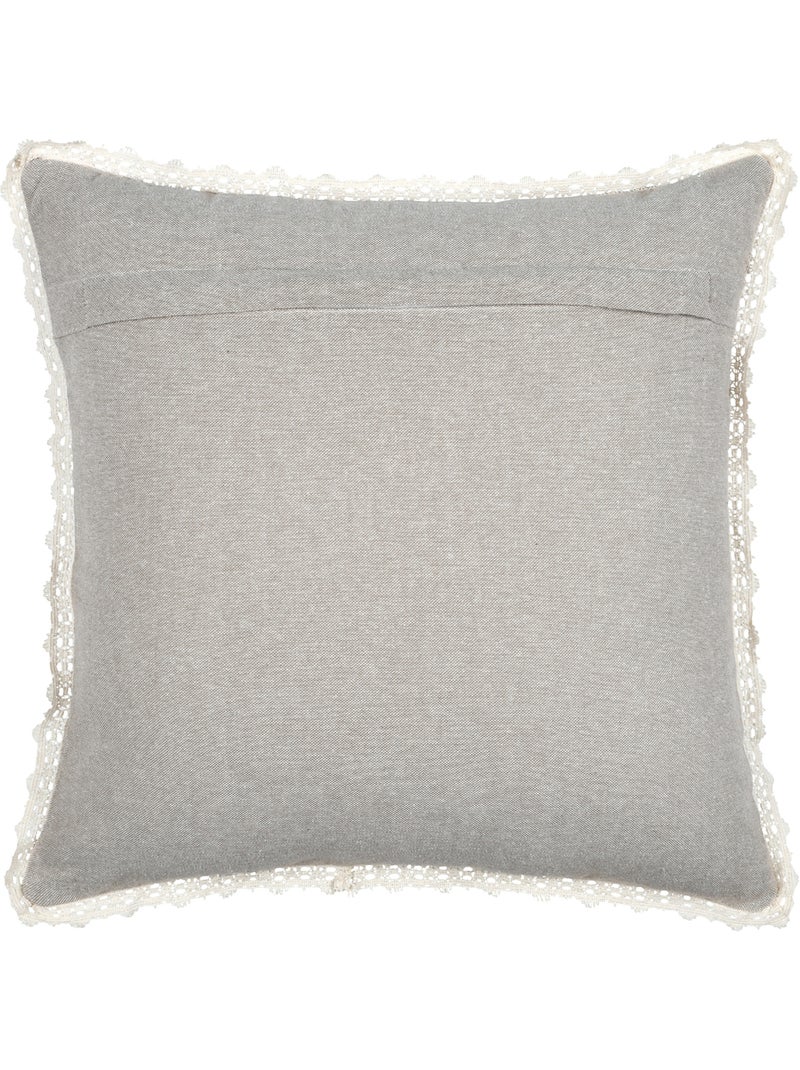 Coussin décoratif 100% coton finition dentelle Beige clair - Kiabi
