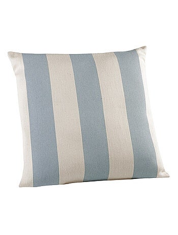 Coussin décoratif à rayures bicolores au rendu satiné