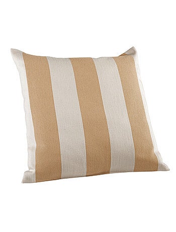 Coussin décoratif à rayures bicolores au rendu satiné