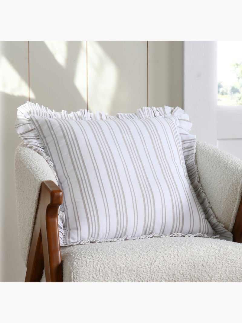 Coussin décoratif à rayures verticales Ecru - Kiabi