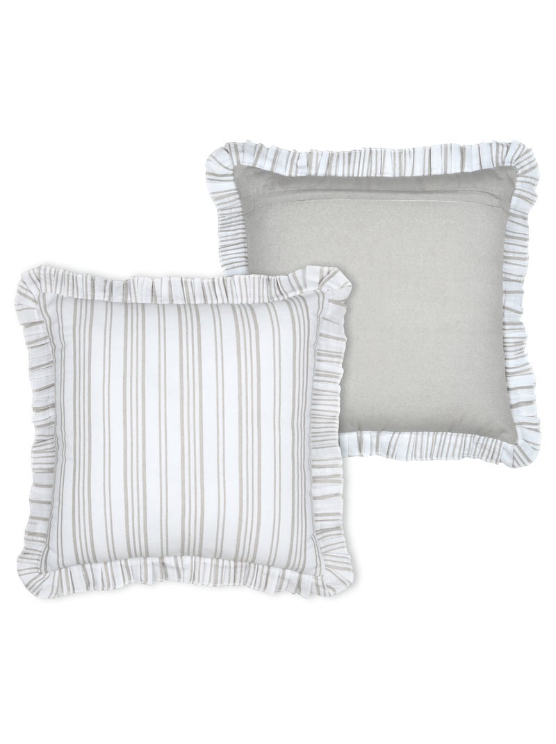 Coussin décoratif à rayures verticales Ecru - Kiabi
