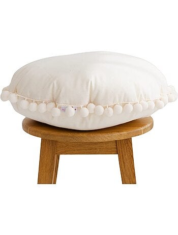 Coussin décoratif avec bordure à pompons