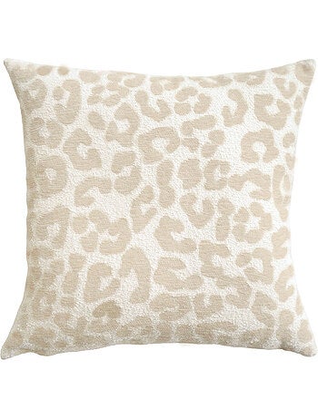 Coussin décoratif carré en jacquard chenille à motif léopard
