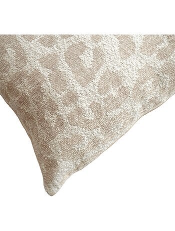 Coussin décoratif carré en jacquard chenille à motif léopard