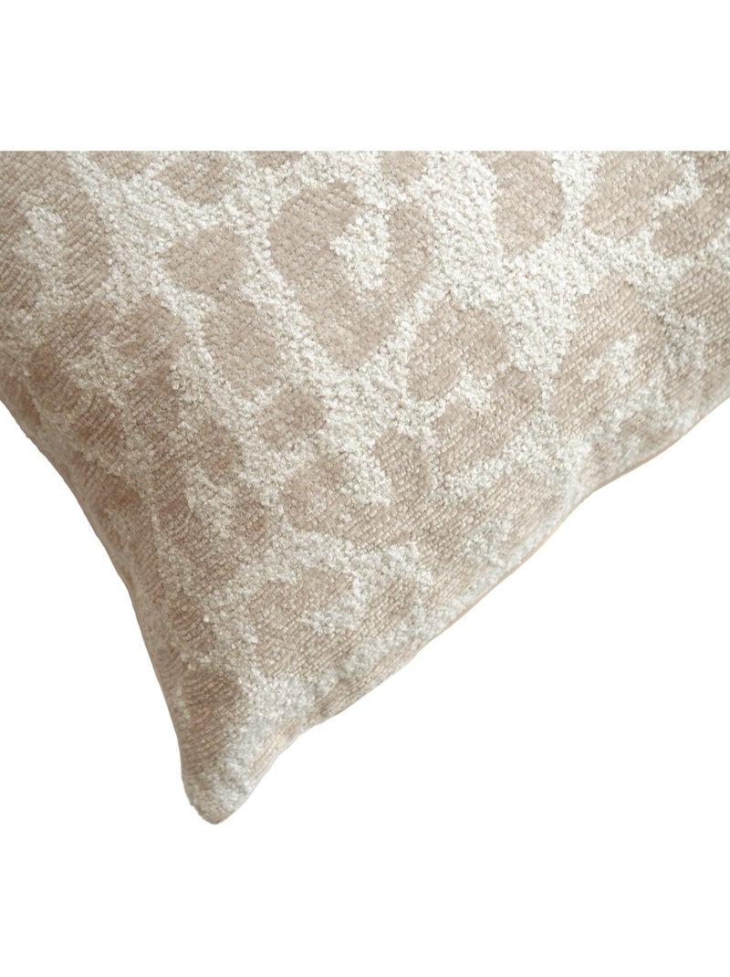Coussin décoratif carré en jacquard chenille à motif léopard Beige coquille - Kiabi