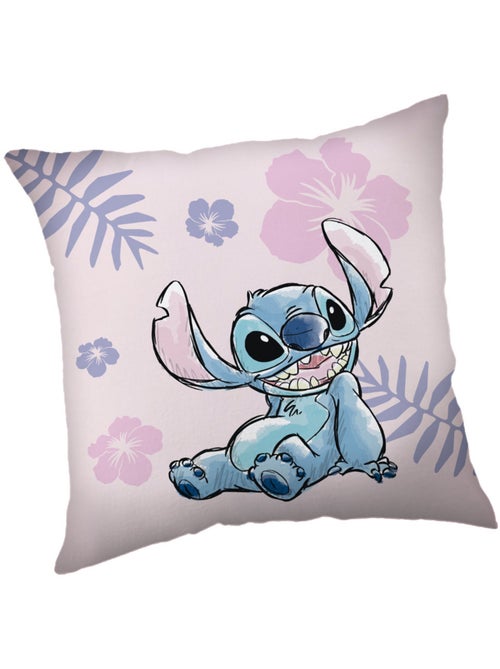 Coussin décoratif carré 'Stitch' 40 x 40 cm en polyester polaire - Kiabi