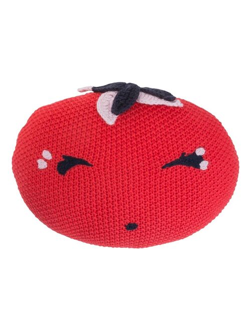 Coussin décoratif Catimini pomme kawaii - 100% Coton - Crochet fait main - 100% Coton - Rouge - Kiabi