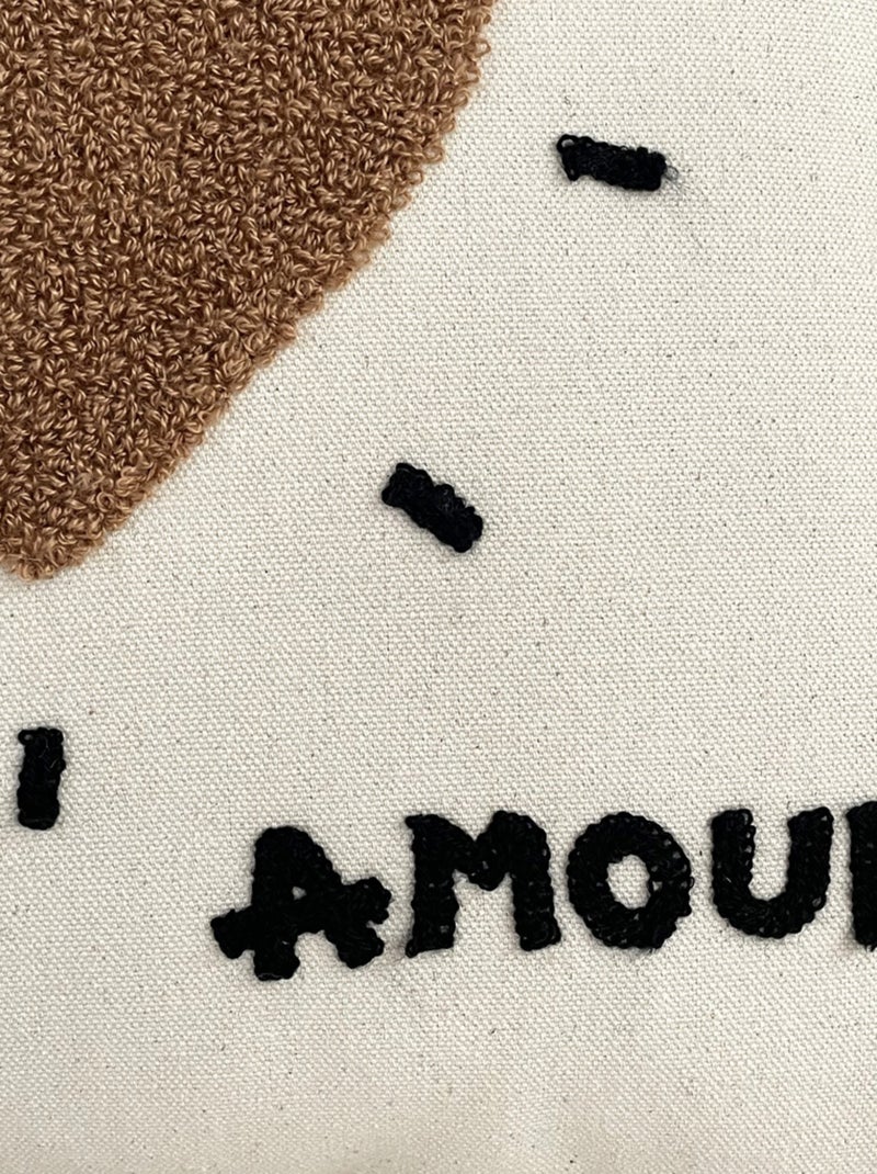 Coussin décoratif cœur « Amour » Beige - Kiabi