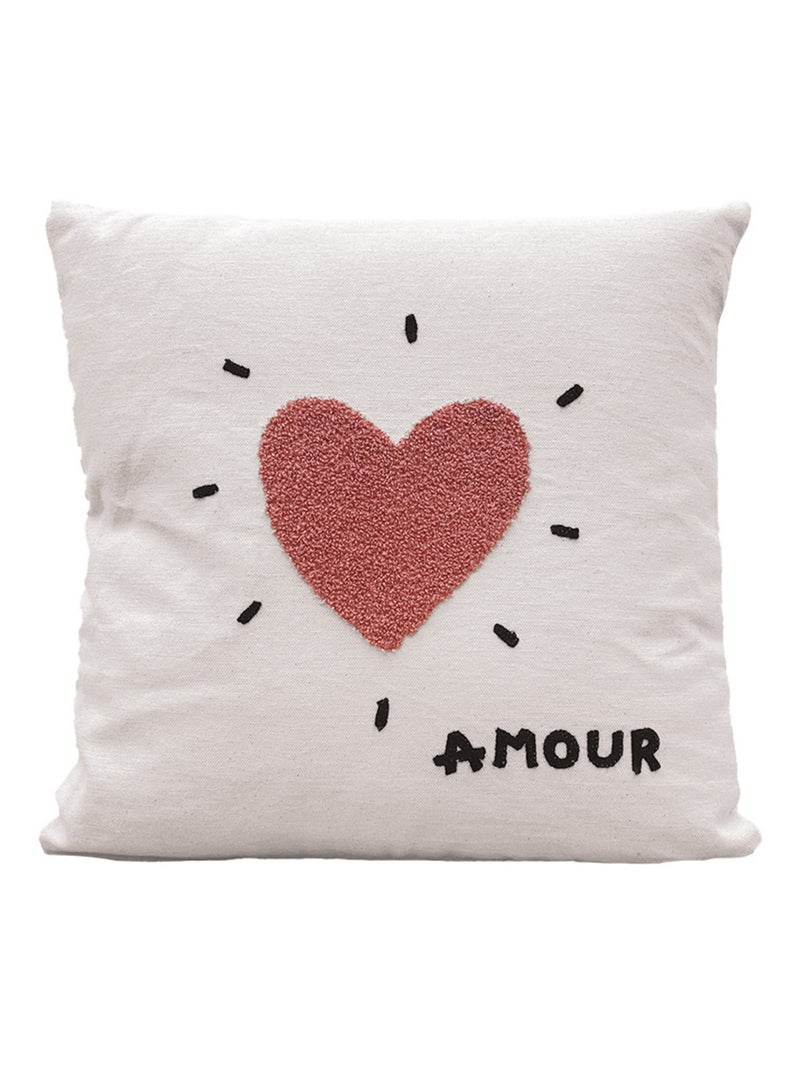 Coussin décoratif cœur « Amour » Rose - Kiabi