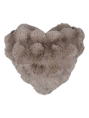 Coussin décoratif cœur imitation fourrure