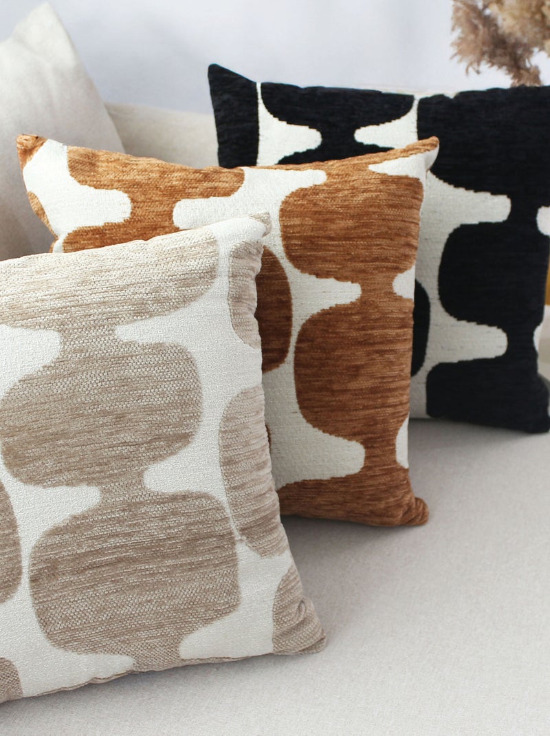 Coussin décoratif déhoussable jacquard motif moderne Noir - Kiabi