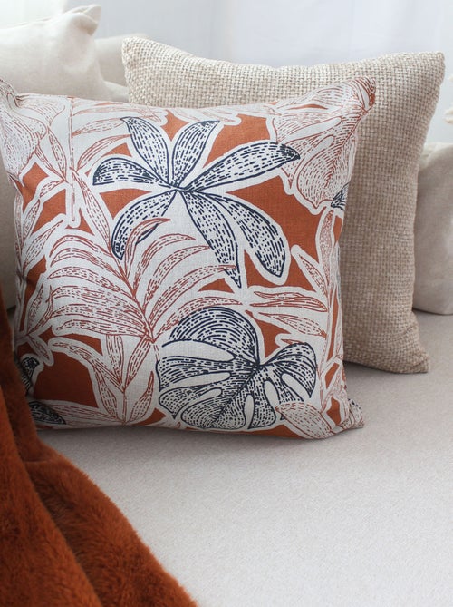 Coussin décoratif déhoussable motif feuillage tropical - Kiabi