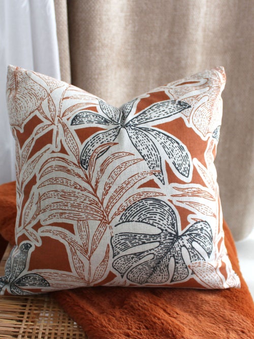 Coussin décoratif déhoussable motif feuillage tropical - Kiabi