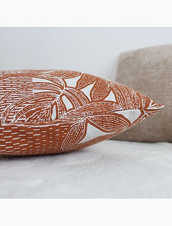 Coussin décoratif déhoussable motif feuillage tropical