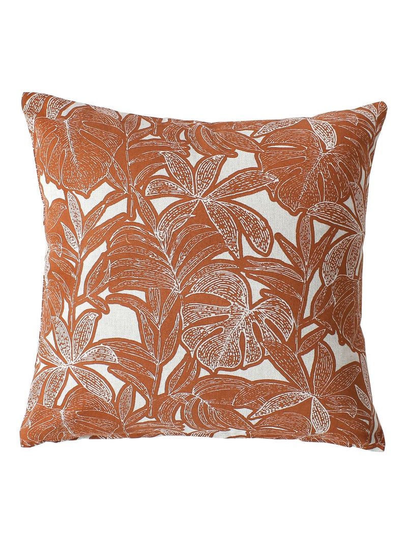 Coussin décoratif déhoussable motif feuillage tropical Cuivre - Kiabi