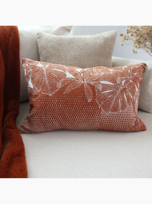 Coussin décoratif déhoussable motif feuillage tropical - Kiabi