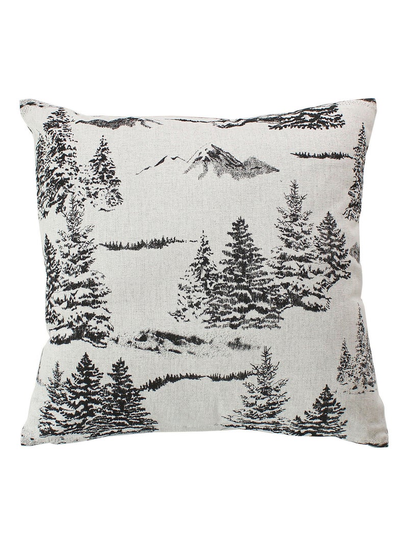 Coussin décoratif déhoussable style montagne gris anthracite - Kiabi