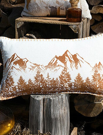 Coussin décoratif en coton montagne et forêt