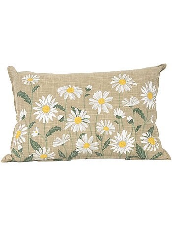 Coussin décoratif en coton motif marguerite