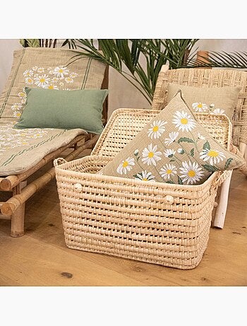 Coussin décoratif en coton motif marguerite