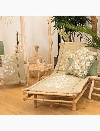 Coussin décoratif en coton motif marguerite