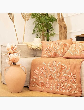 Coussin décoratif en polylin motif floral