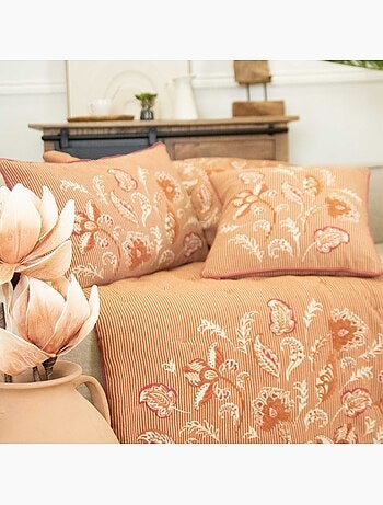 Coussin décoratif en polylin motif floral