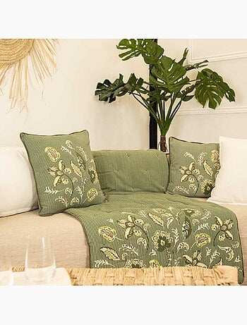 Coussin décoratif en polylin motif floral