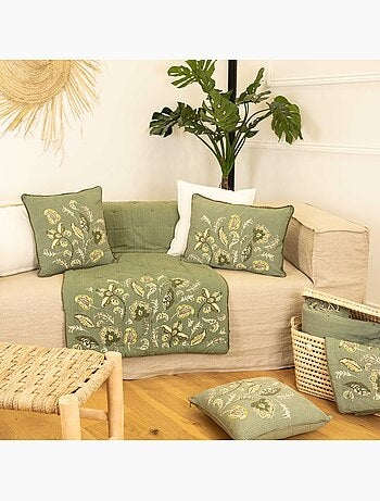 Coussin décoratif en polylin motif floral