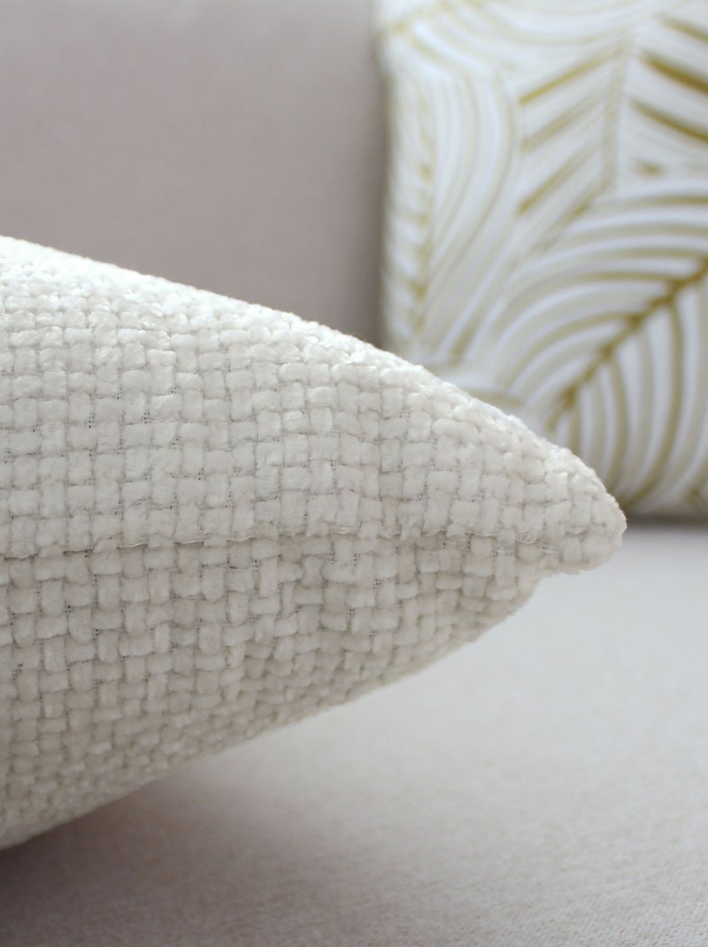 Coussin décoratif en velours chenillé Ecru - Kiabi