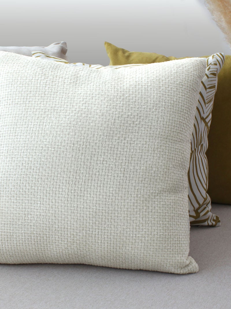 Coussin décoratif en velours chenillé Ecru - Kiabi