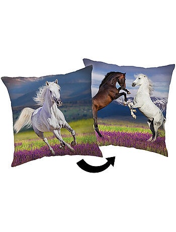 Coussin décoratif enfant chevaux en polaire 40 x 40 cm – La boutique des toons