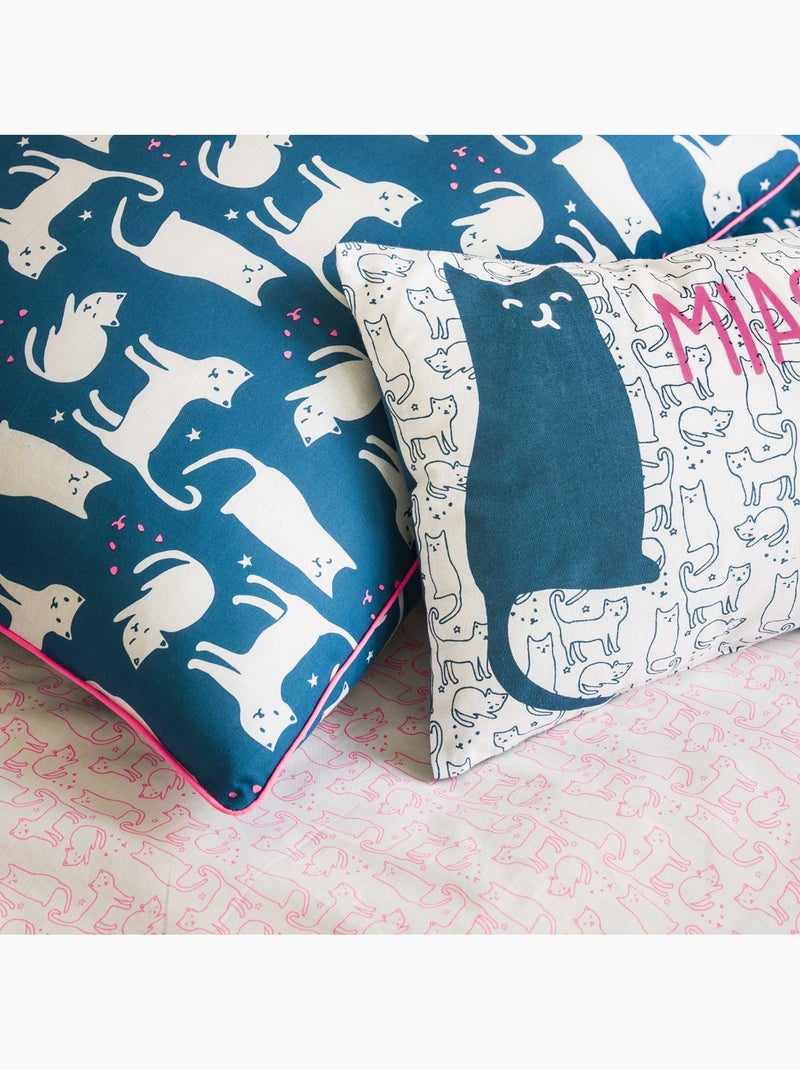 Coussin décoratif enfant MIAOU chat en coton 30 x 50 cm – Future Home Bleu Blanc Blanc - Kiabi