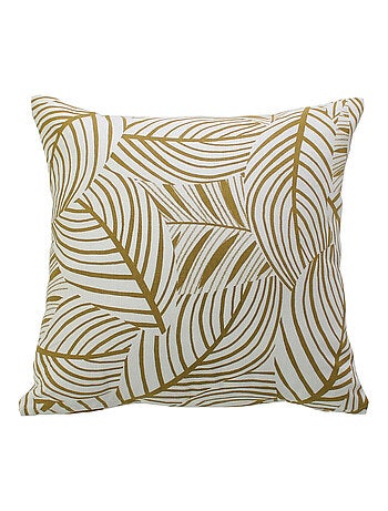 Coussin décoratif feuillage graphique en coton recyclé
