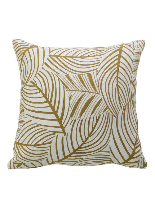 Coussin décoratif feuillage graphique en coton recyclé - Kiabi