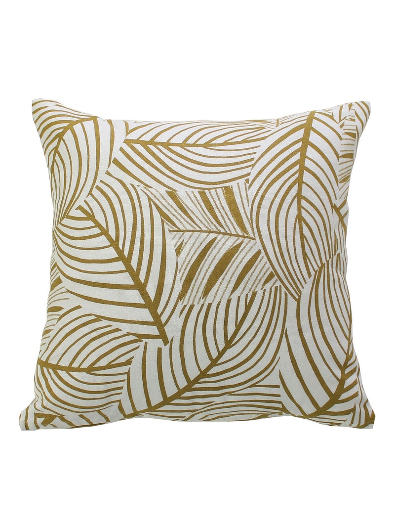 Coussin décoratif feuillage graphique en coton recyclé Bronze - Kiabi