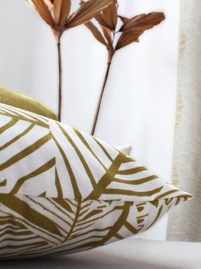 Coussin décoratif feuillage graphique en coton recyclé Bronze - Kiabi