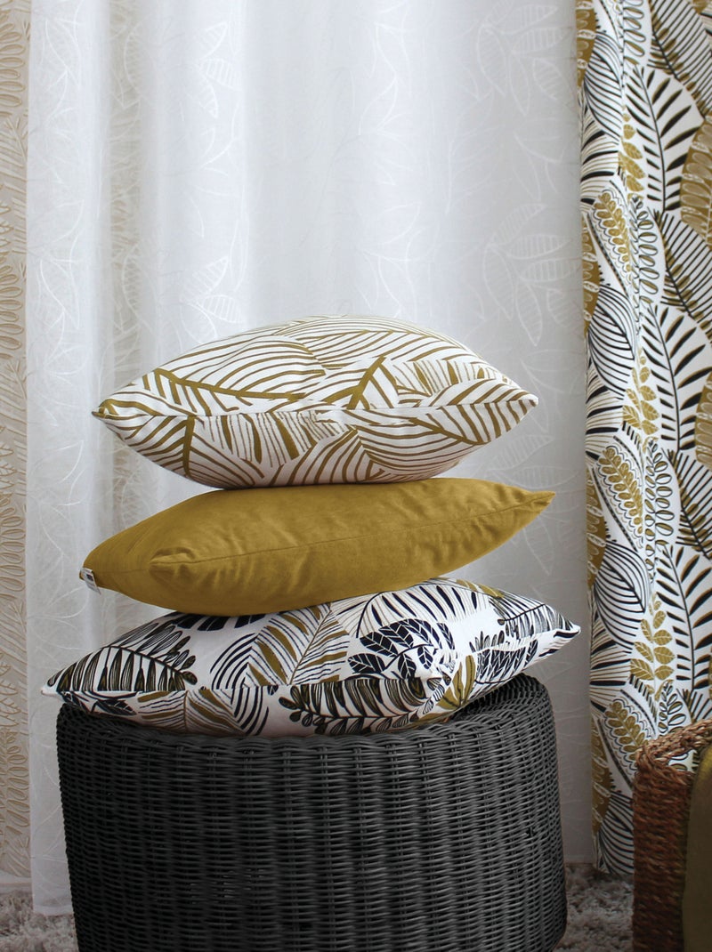 Coussin décoratif feuillage graphique en coton recyclé Bronze - Kiabi