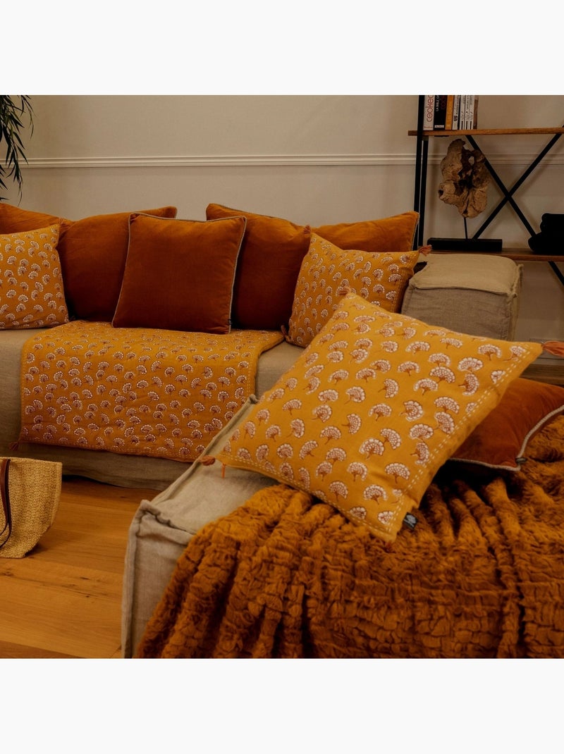 Coussin décoratif imprimé motif floral Jaune - Kiabi