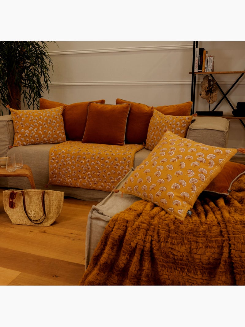 Coussin décoratif imprimé motif floral Jaune - Kiabi