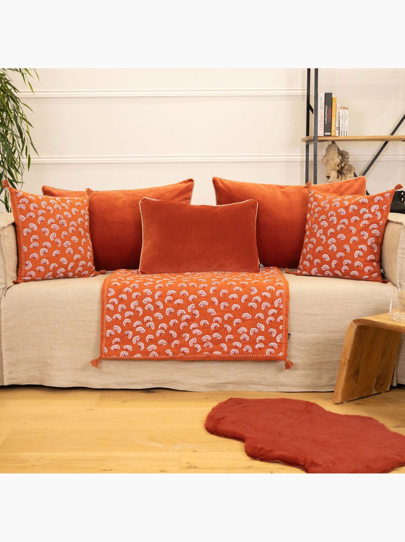 Coussin décoratif imprimé motif floral Rouge brique - Kiabi
