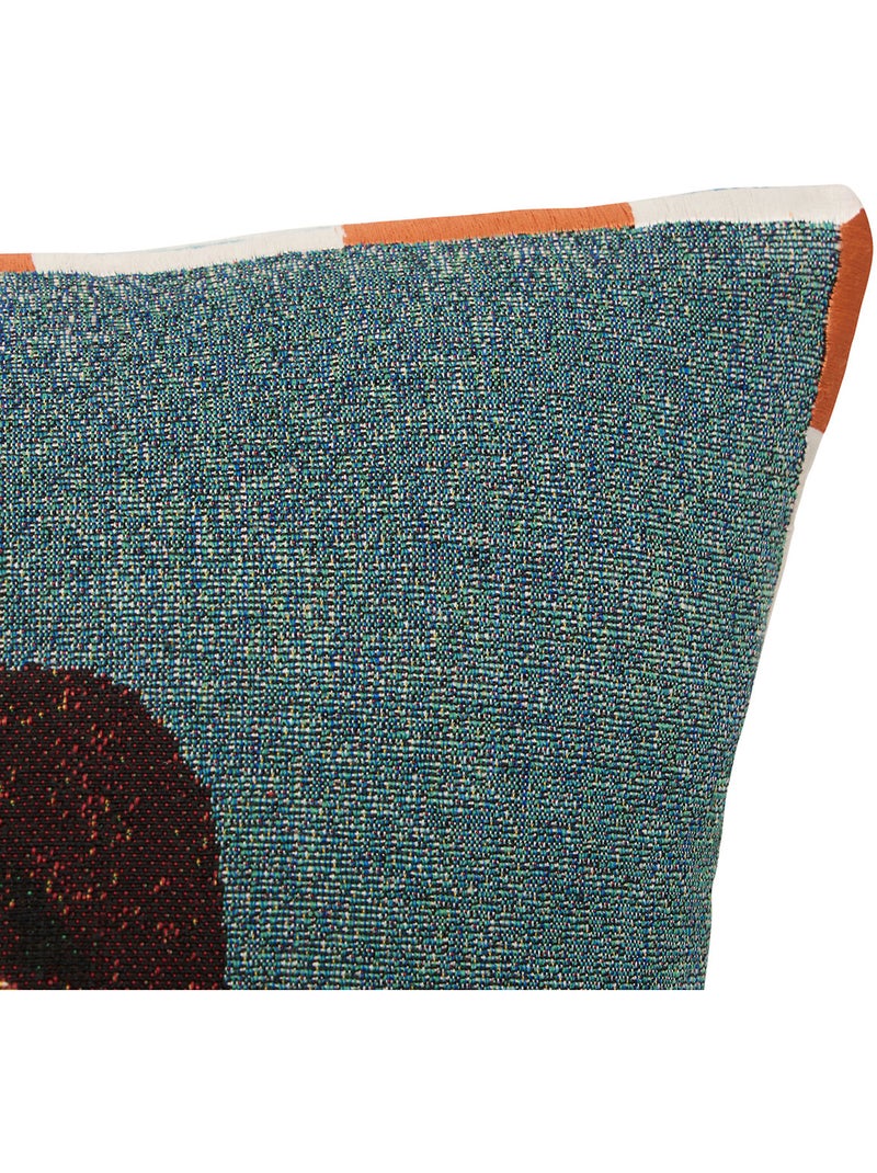 Coussin décoratif jacquard à motif portrait Bleu - Kiabi